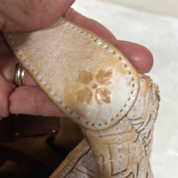 PATRICIA NASH White & Brown BRAIDED STITCH Leather MARCELLINA Hobo Bag - Picture 14 of 16